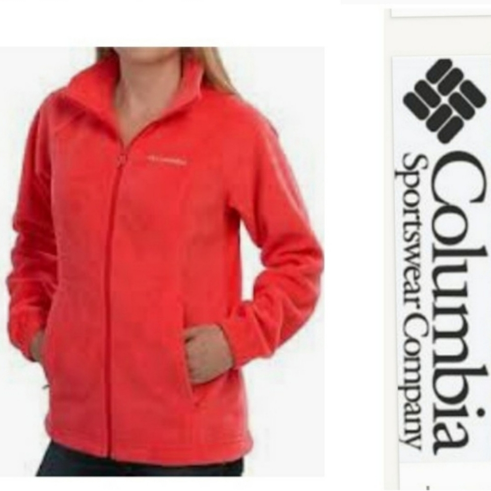 NEW Columbia Benton Springs Fleece Jacket Coral Orange Zip Up Spring Athletic